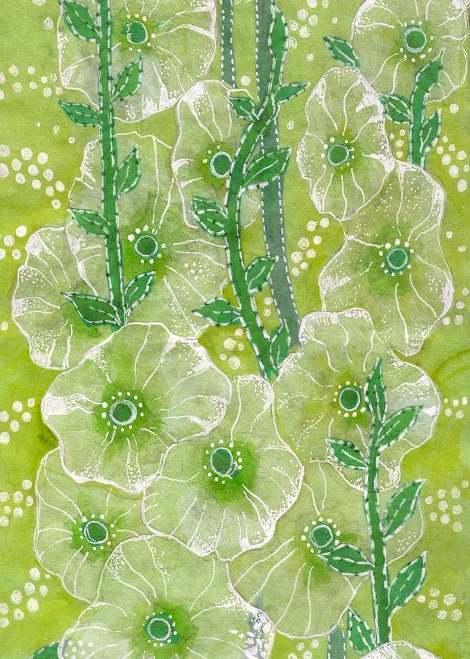 Hollyhock Mallows Flowers