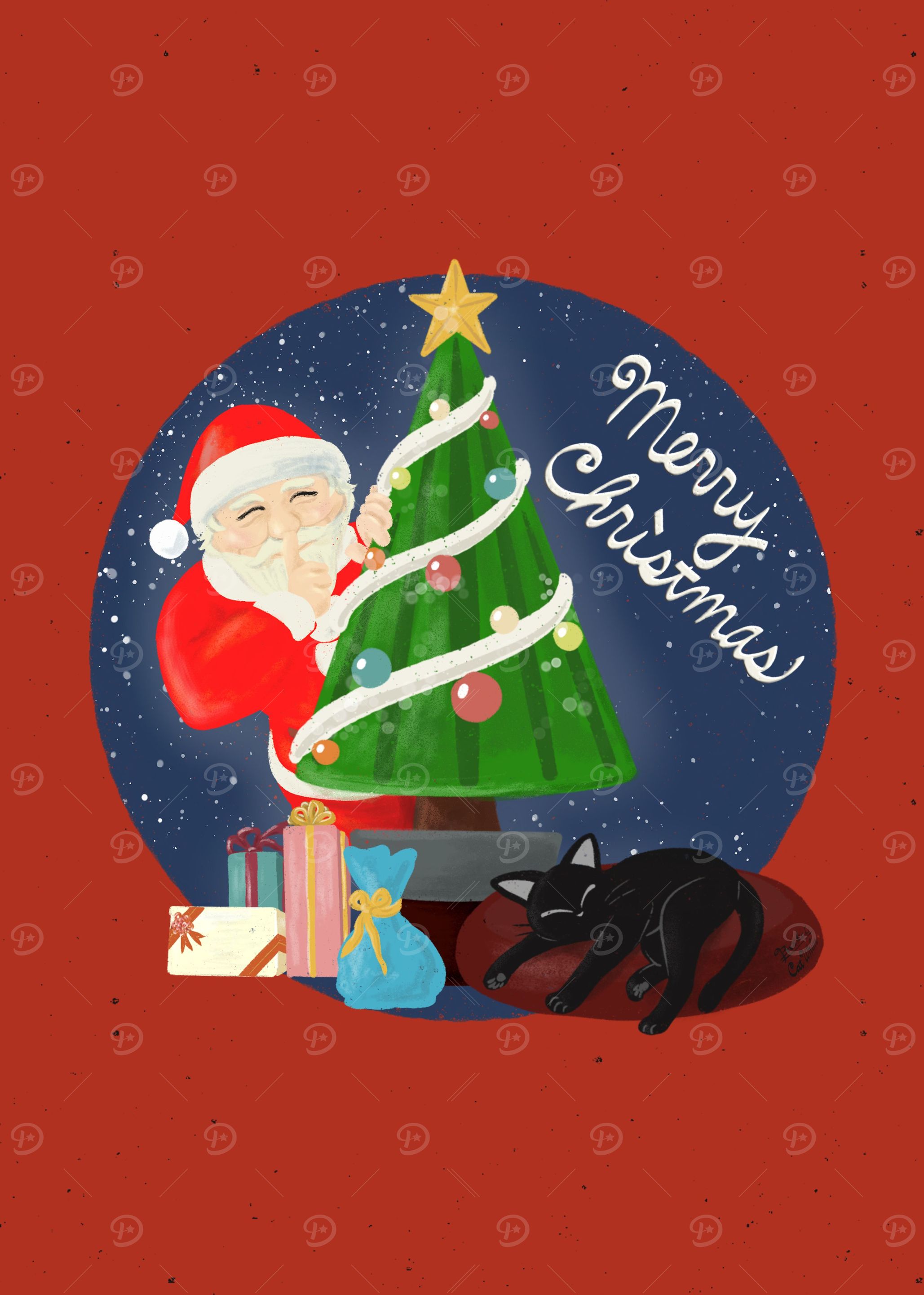 Santa and cat