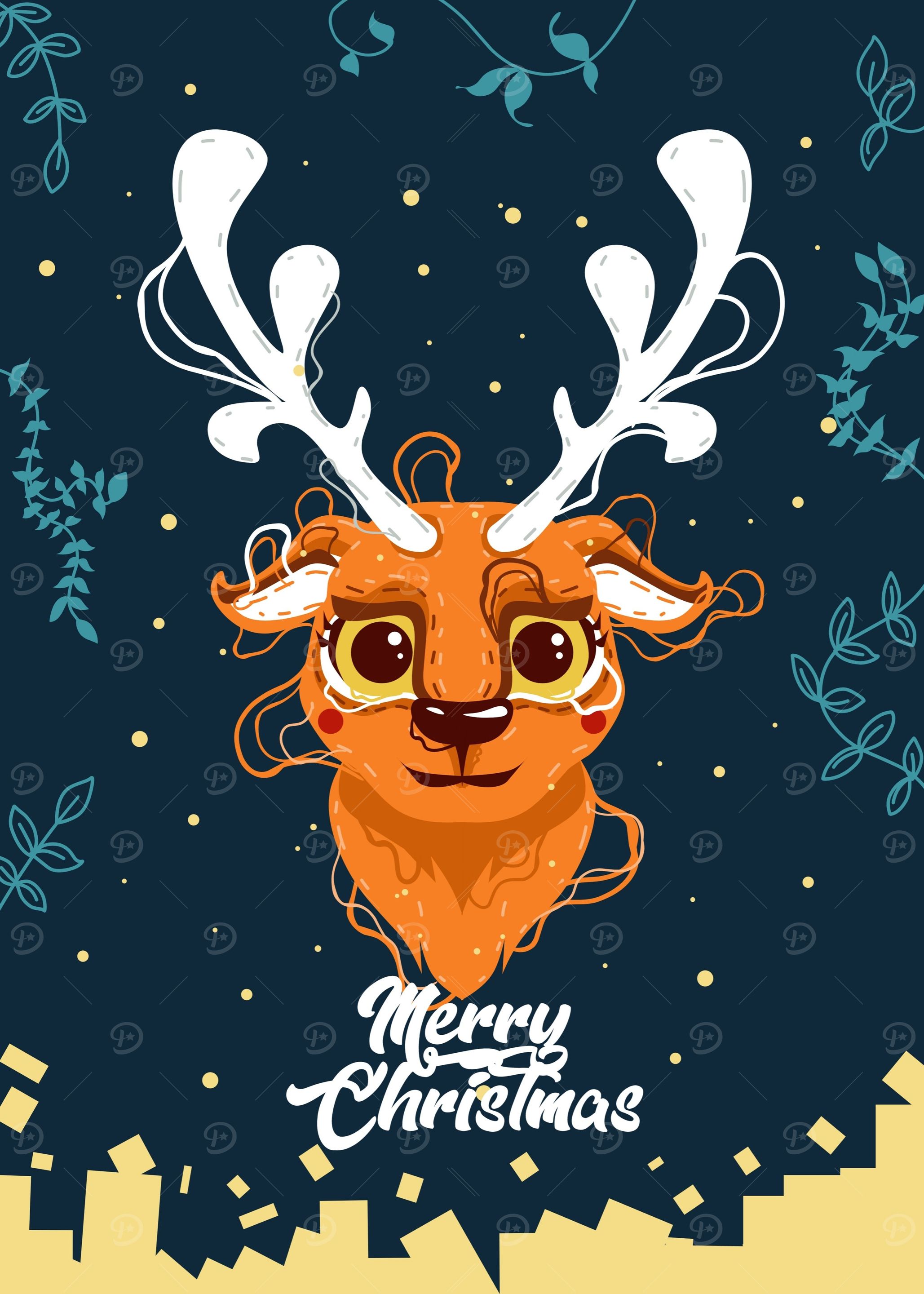 colorful christmas deer