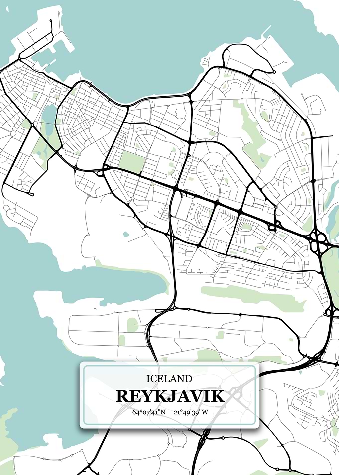 Reykjavik Iceland City Map
