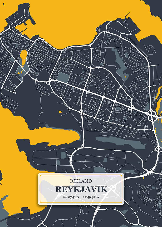 Reykjavik Iceland City Map