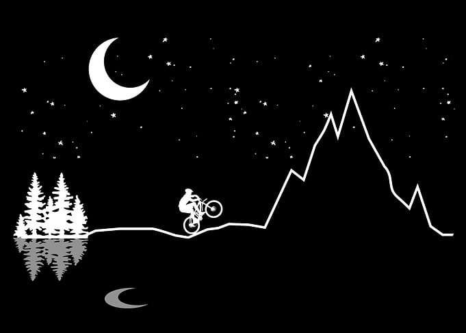 Mountainbiker in the night