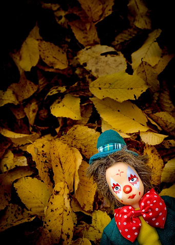 Sad clown doll portrait