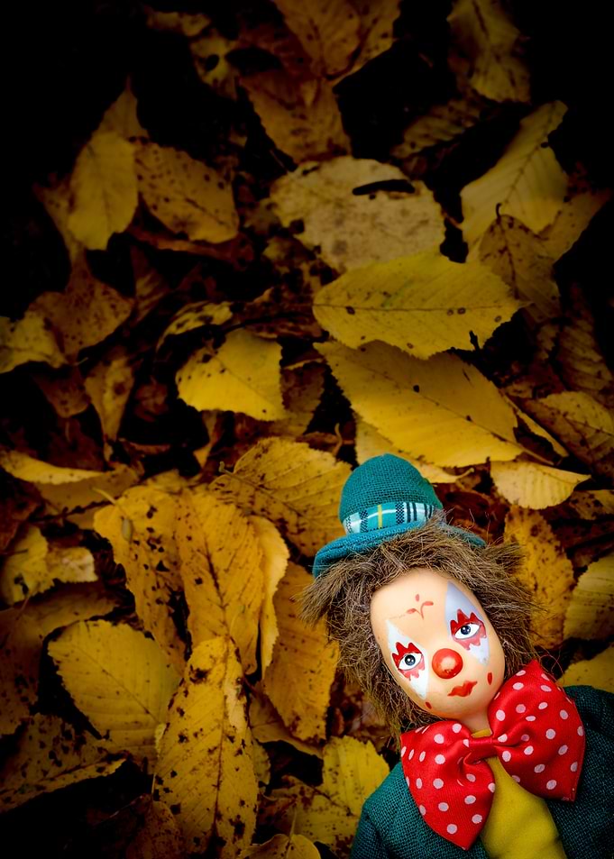 Sad clown doll portrait
