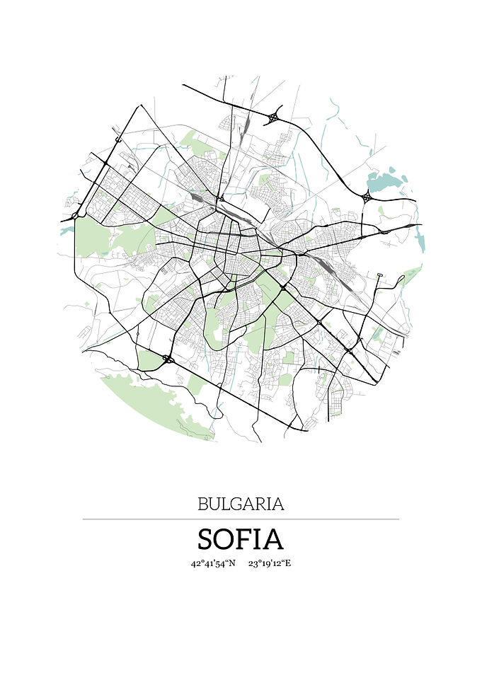 Sofia Bulgaria City Map wi