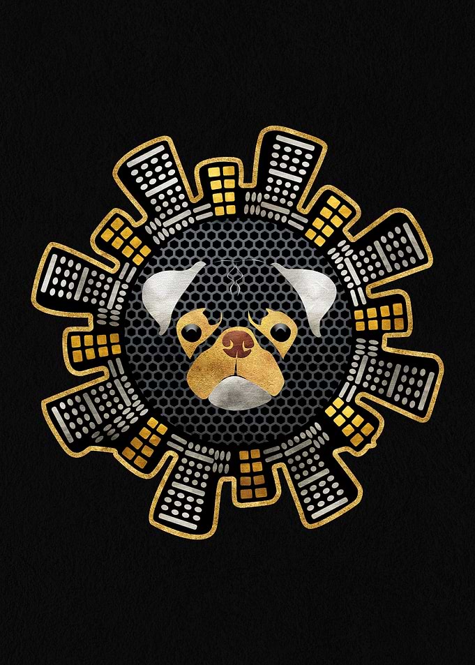 Pug in Gold and Silver