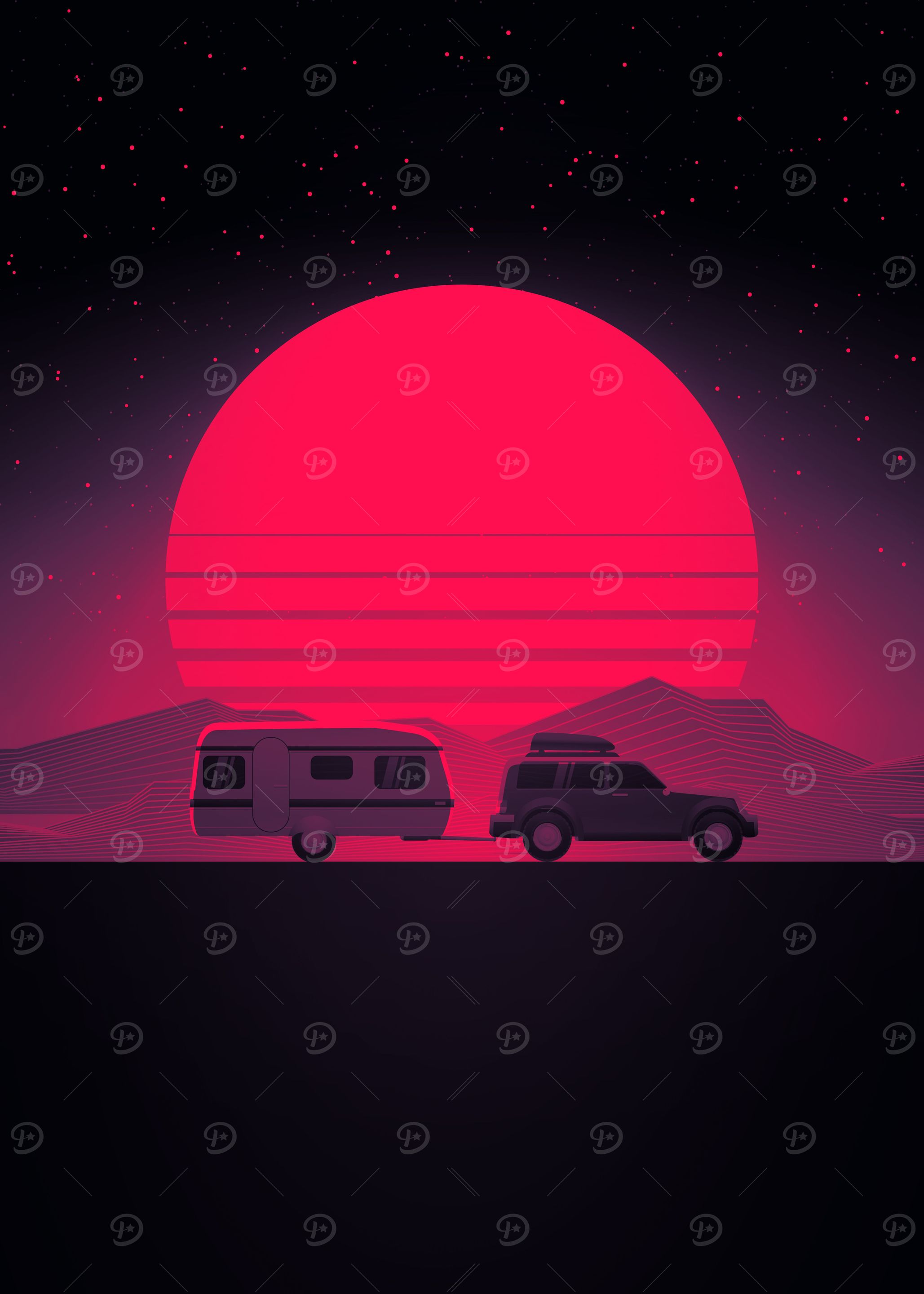 Sunset Car Trailer Drive
