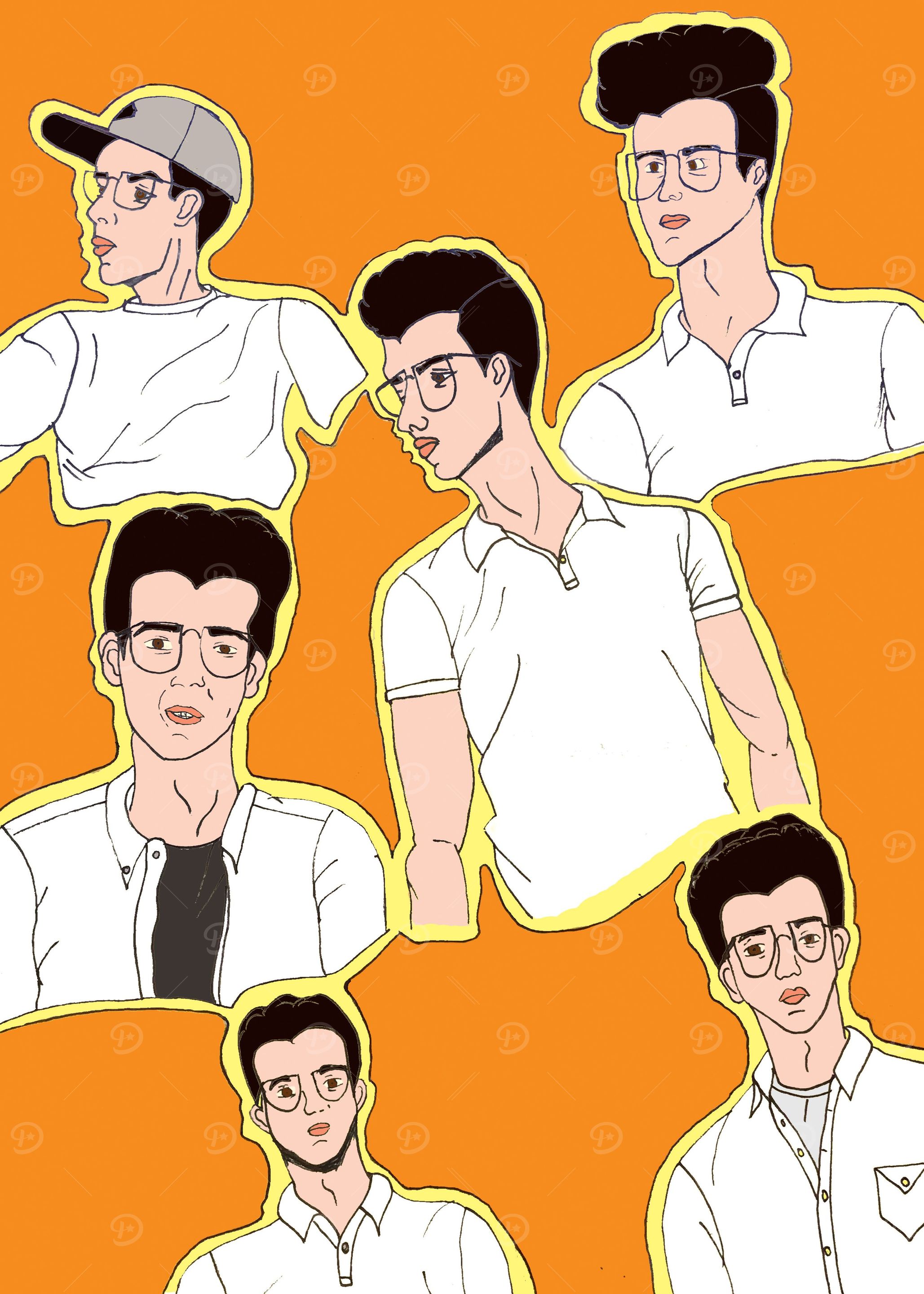 6 poses of man