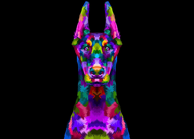 Colorful Dobberman Head