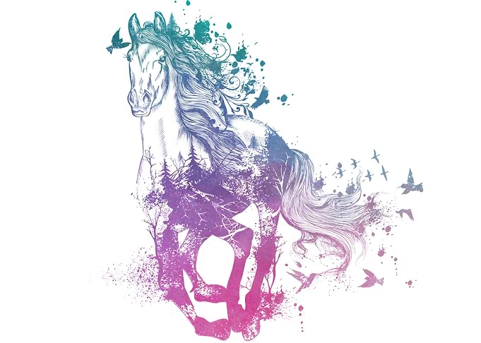 Watercolor Wild Horse
