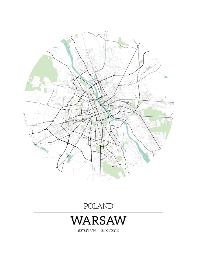 Warsaw Poland City Map