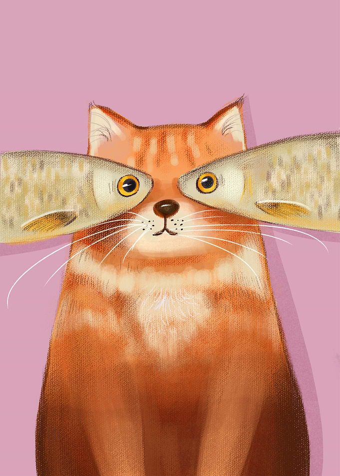 Funny Cat with Fish eyes