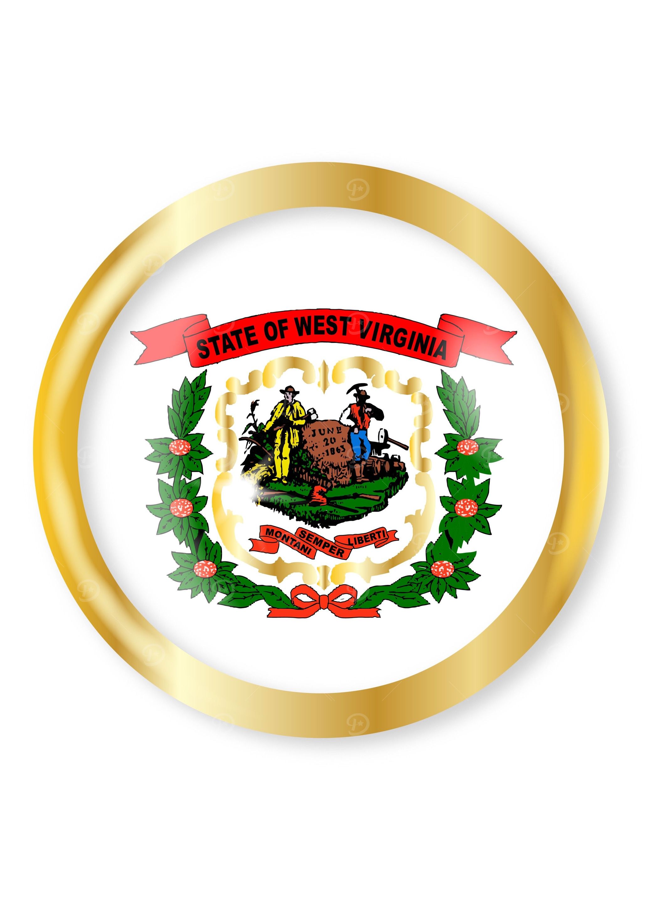 West Virginia Flag Button