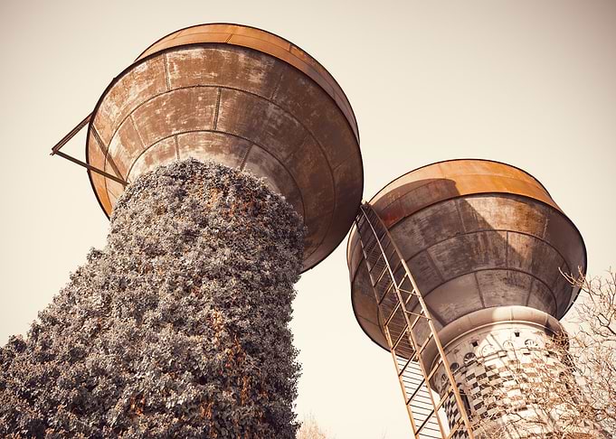 Old vintage water towers