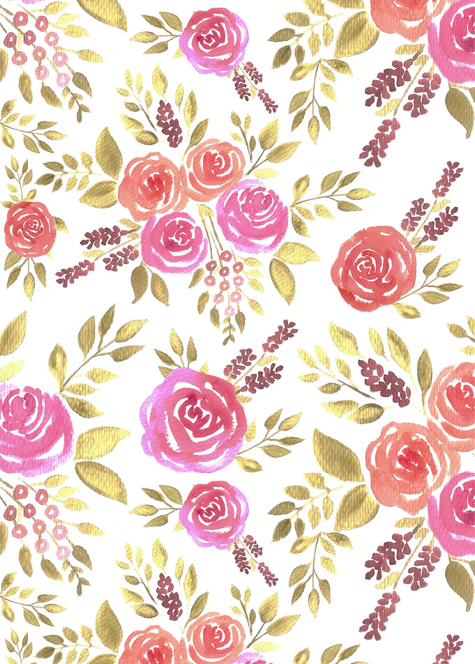 Watercolor roses in warm