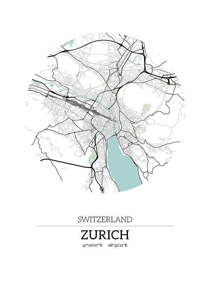 Zurich Switzerland City Ma