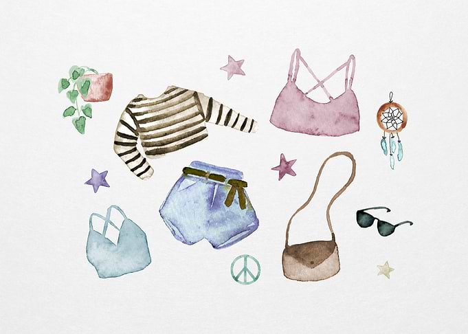 Hippie clothes watercolor