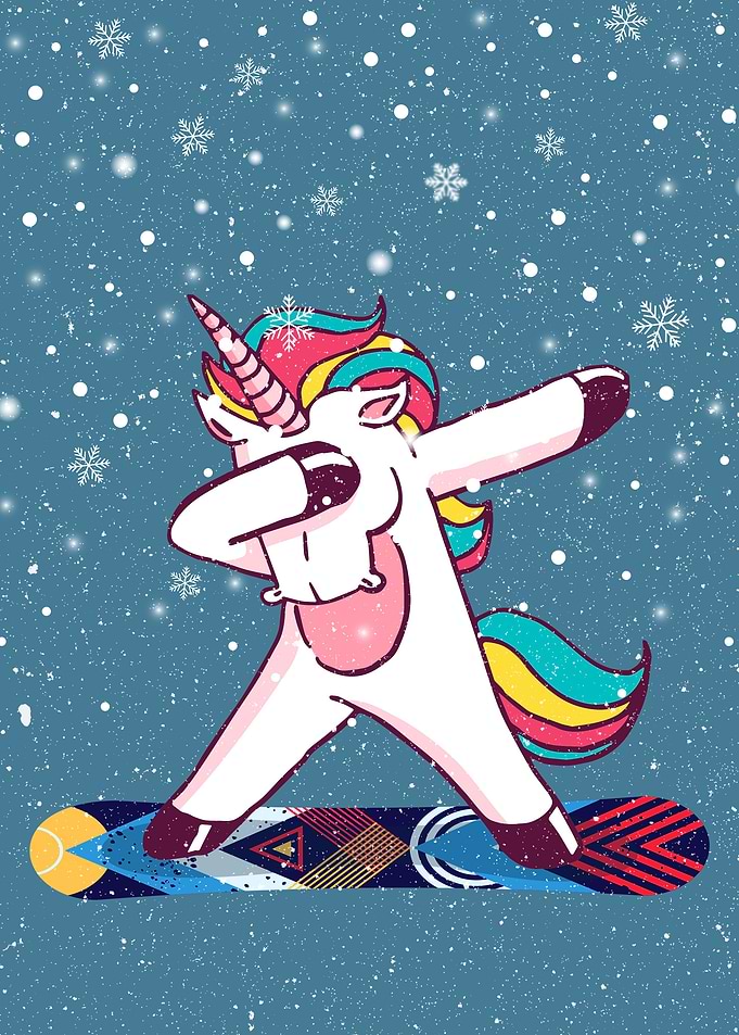 SNOWBOARDING UNICORN DAB