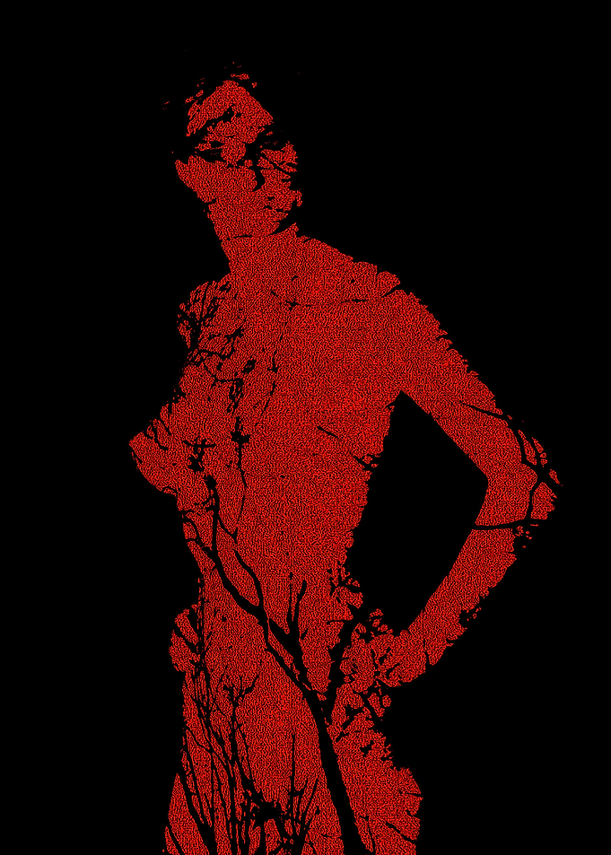 Girl with a tree branch