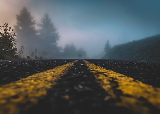 Mysterious spooky road man