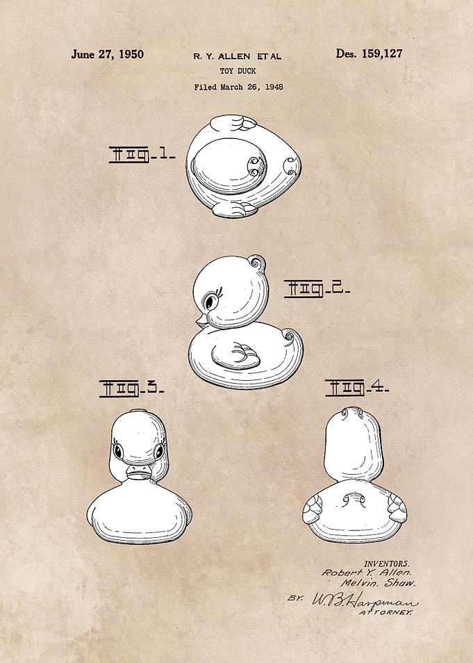 patent Allen Toy duck 1948