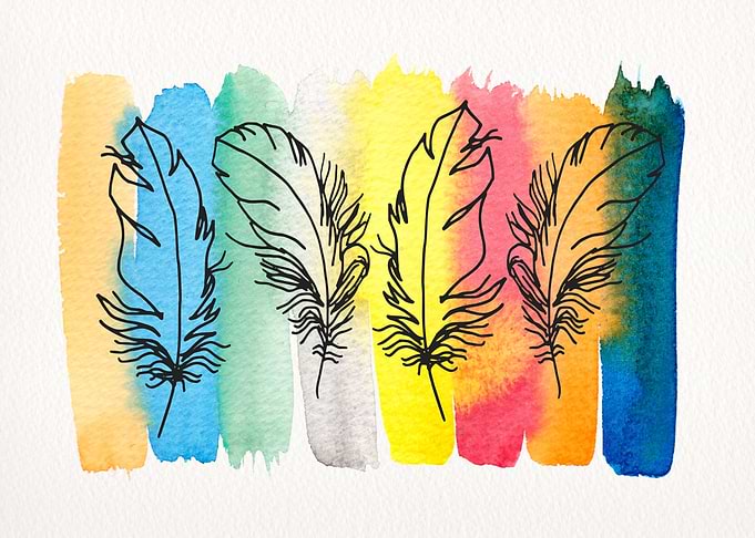 Stripe rainbow feathers