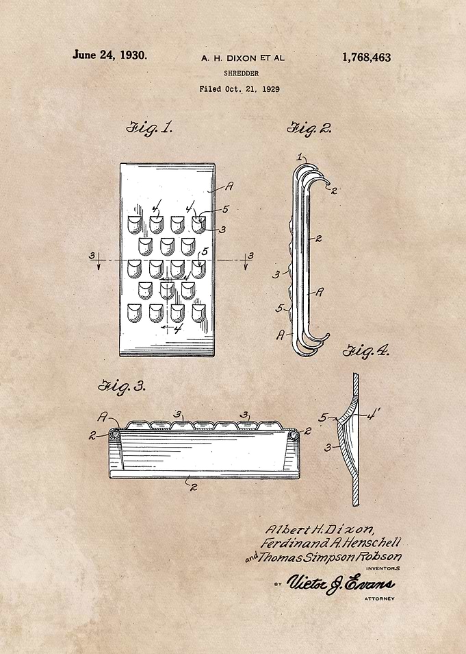 patent Dixon Shredder 1929