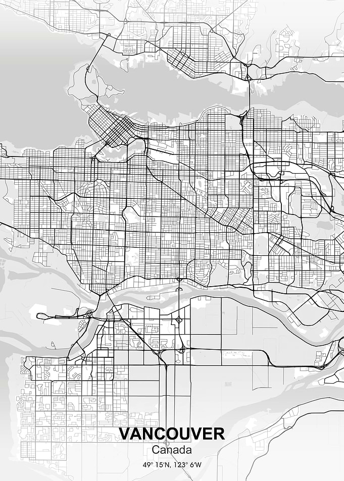 vancouver city map white