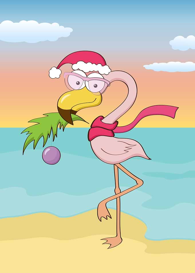 Cute Christmas flamingo