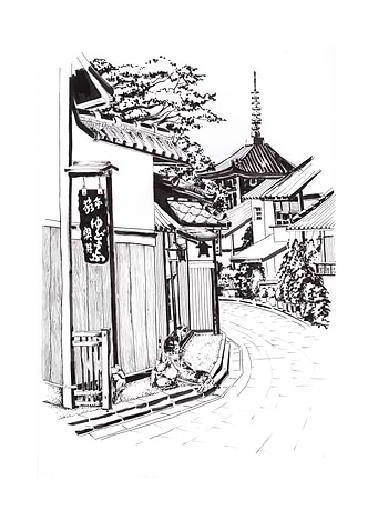Japanese town Sketch