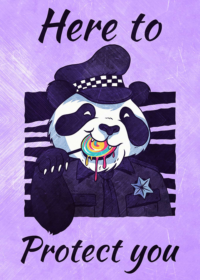 POLICE PANDA FUNNY POSTER