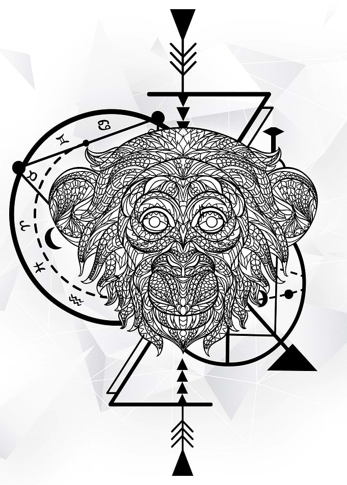 Monkey Line Art