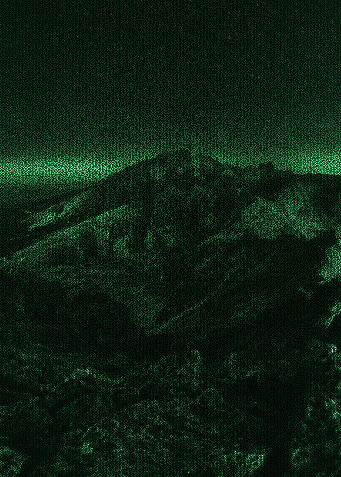 Night embraces mountain