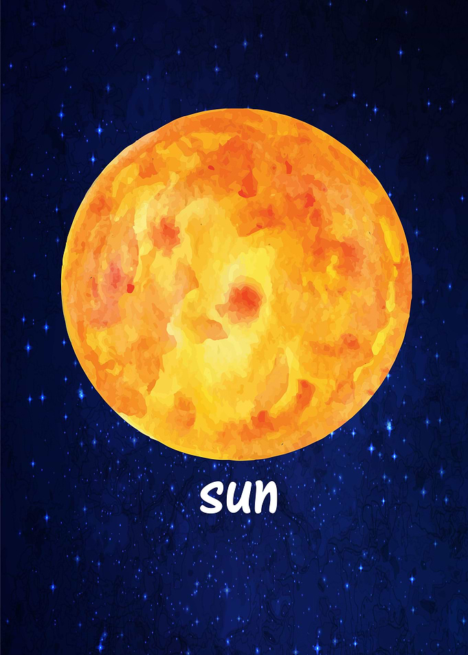 the sun planet watercolor