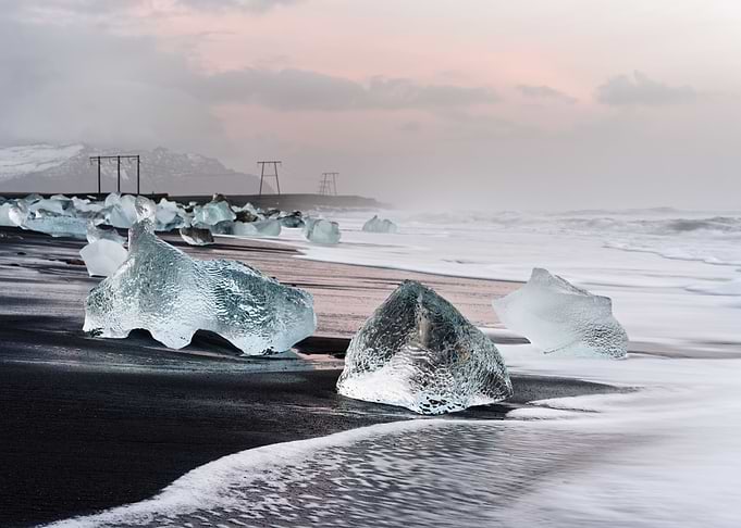 Black ice beach