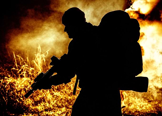 Silhouette of army soldier