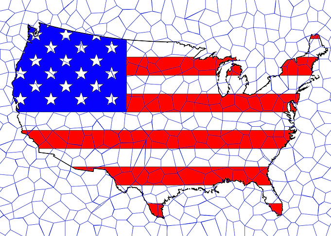 USA Flag Map Mosaic