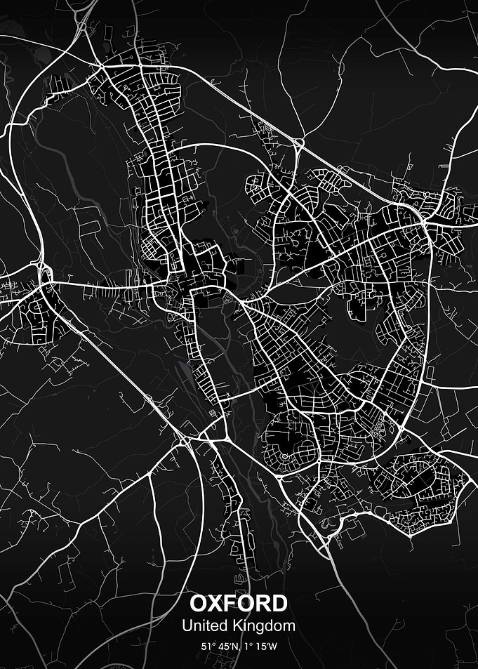 OXFORD city map black