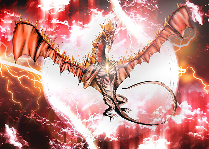 Fire Dragon in A Storm