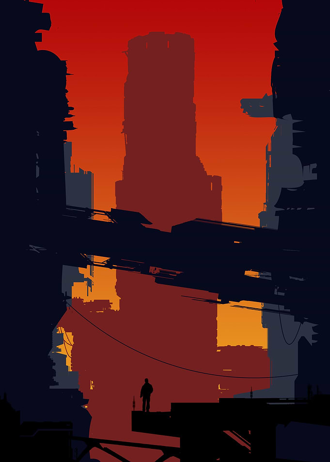 Cyberpunk City Sunset