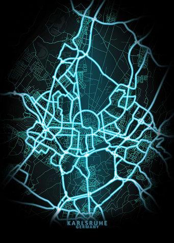 Karlsruhe Germany Neon Map
