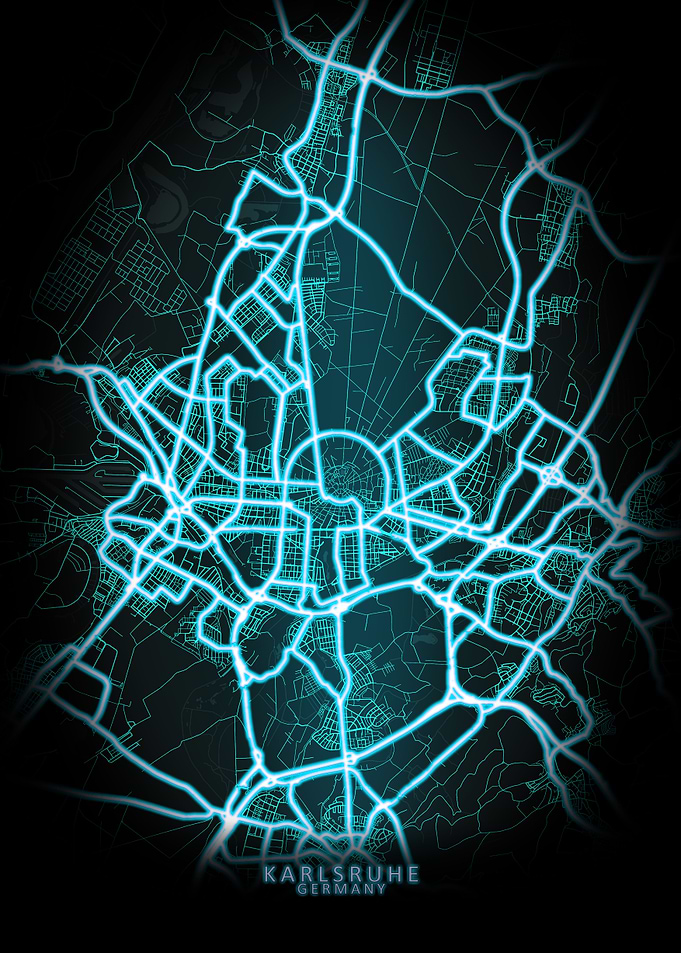 Karlsruhe Germany Neon Map