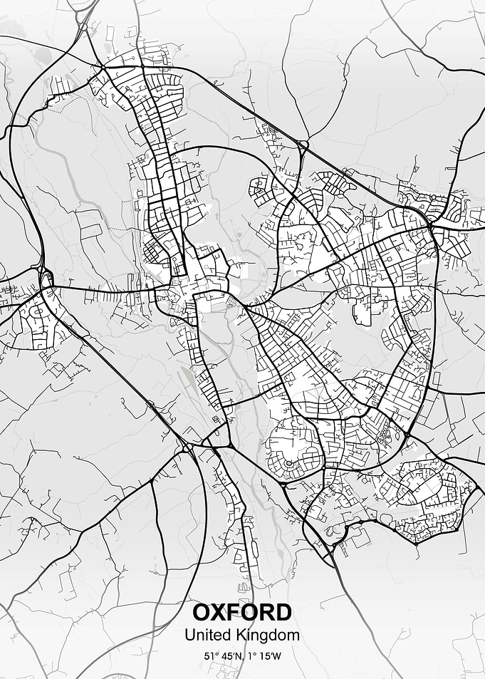 oxford city map white