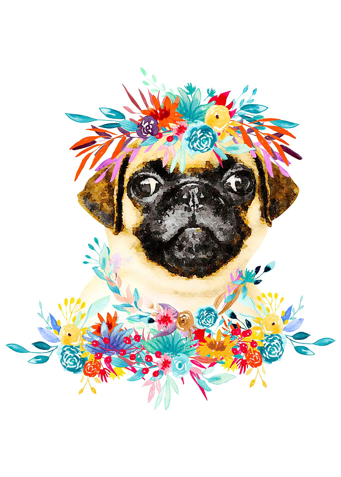 PUG WATERCOLOR WALL ART