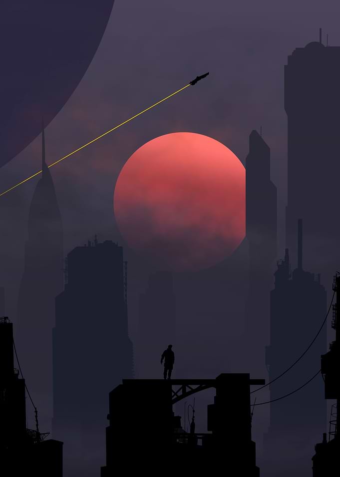 Cyberpunk City Sunset
