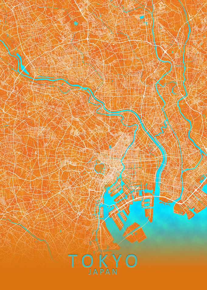 Tokyo Japan City Map Gold