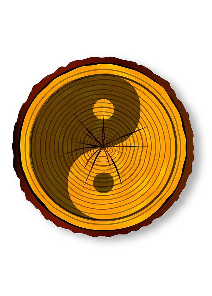 Yin Yang On Timber Section