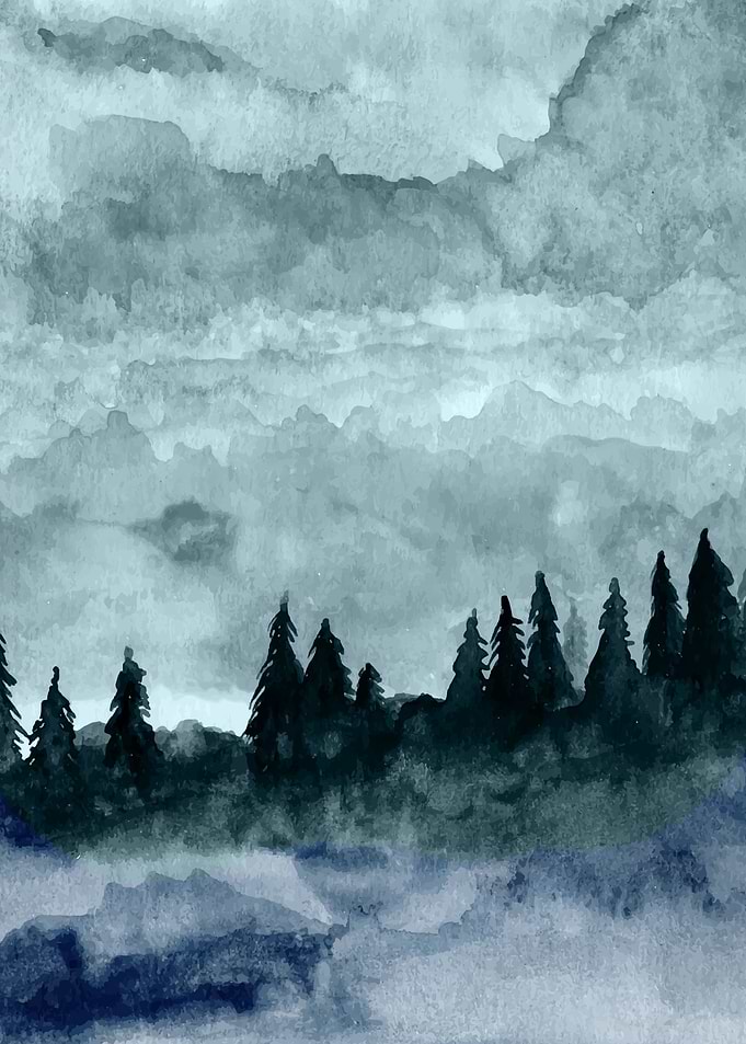 watercolor jungle trees