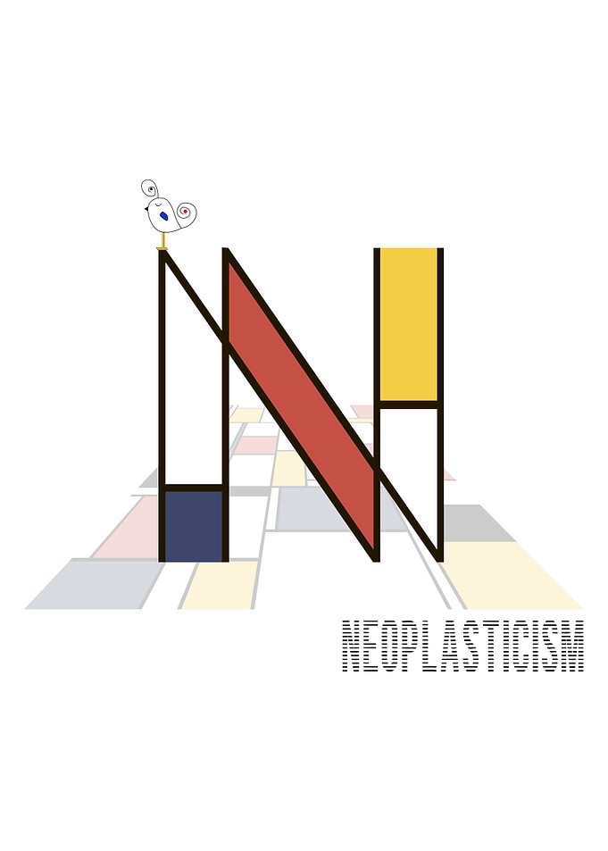 Neoplasticism Art Letter N