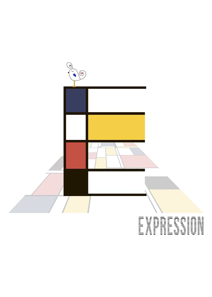 Neoplasticism Art Letter E